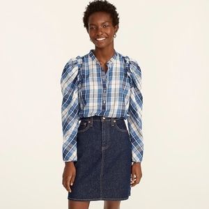 NWT!! J. Crew Puff Sleeve Top in Valley Plaid